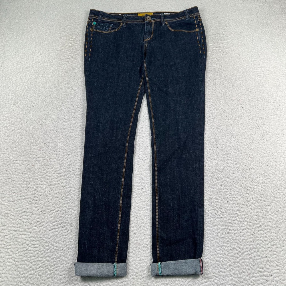 Mek MekiDnm Milos Jeans Womens 30 Skinny Cuffed Low Rise Dark Wash Denim Blue‎